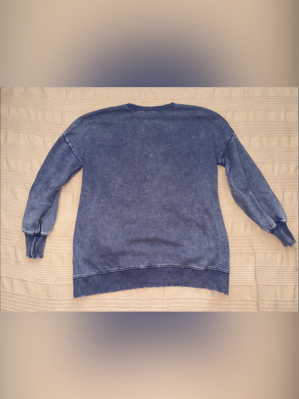 Zenana Outfitters Washed Blue Crewneck Sweater - Picture 3 of 4
